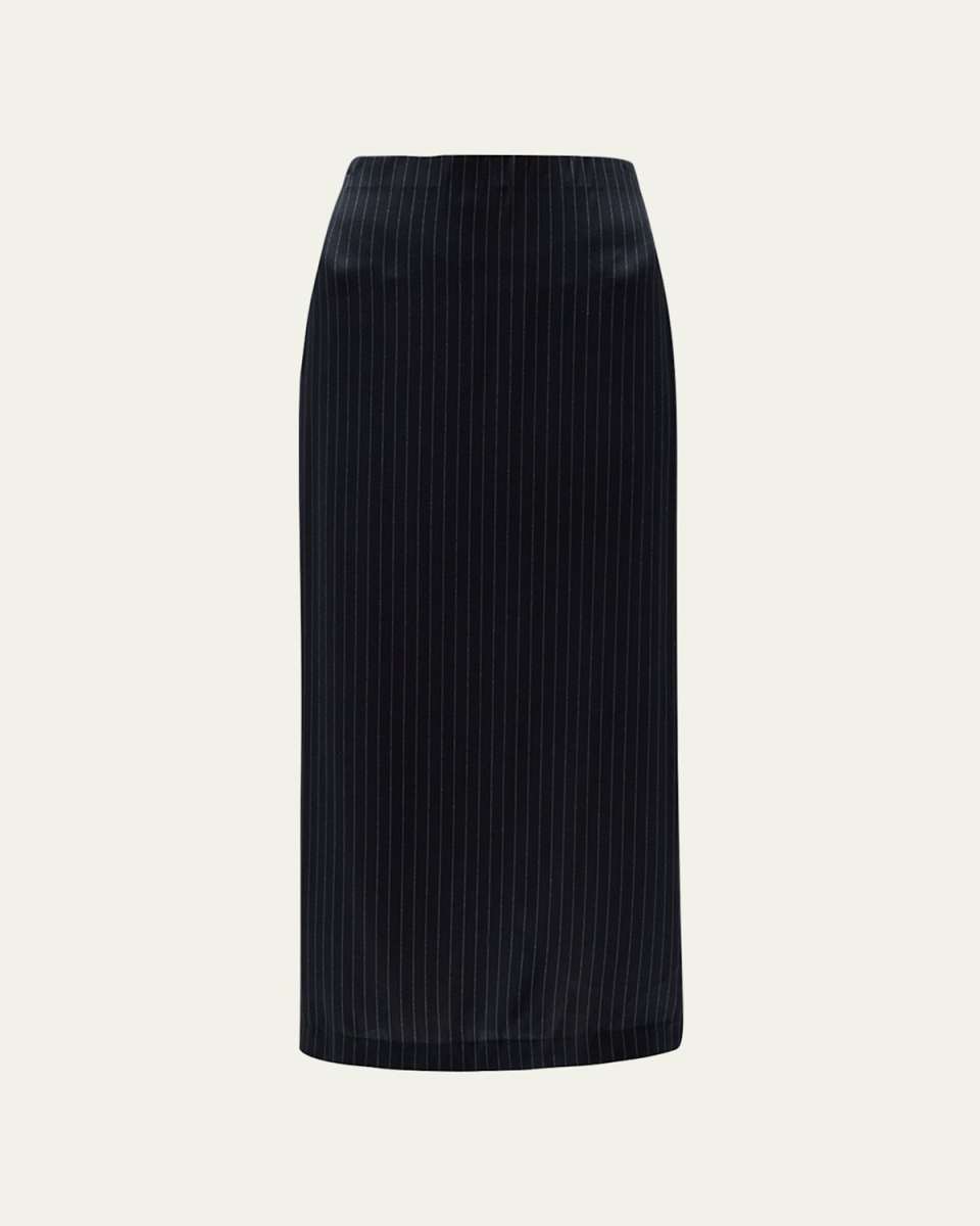 Slim Midi Pinstripe Pencil Skirt
